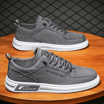 Xajzpa Mens Leather Shoes Fashion Sneakers for Driving Walking Office, Comfortable Men Slip on Skate Flats Non Slip Youth Shoe 2025
